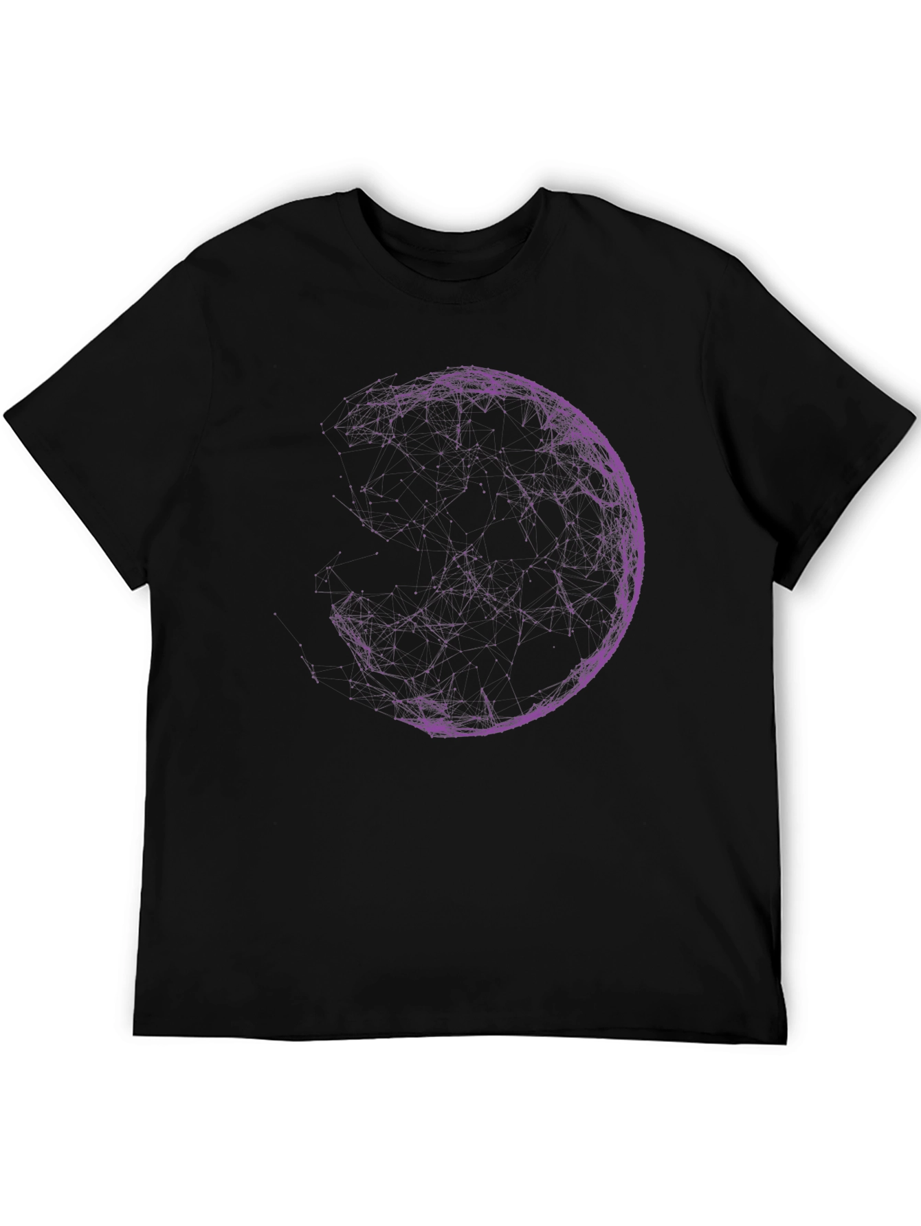 Abstract Purple Sphere Graphic Print Black T-Shirt