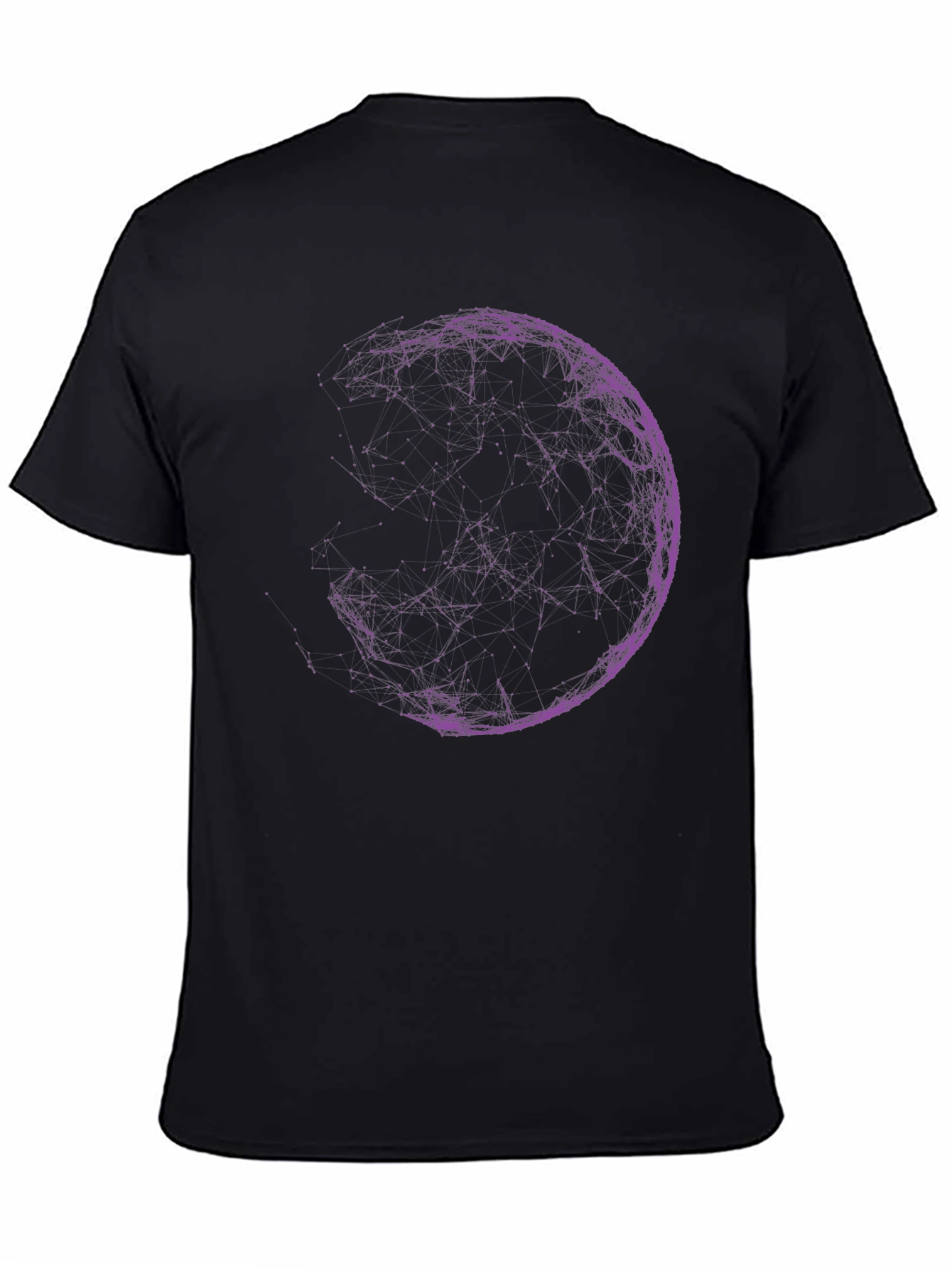 Abstract Purple Sphere Graphic Print Black T-Shirt