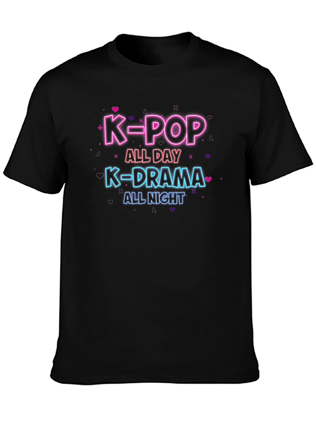 K-Pop All Day K-Drama All Night Black T-Shirt