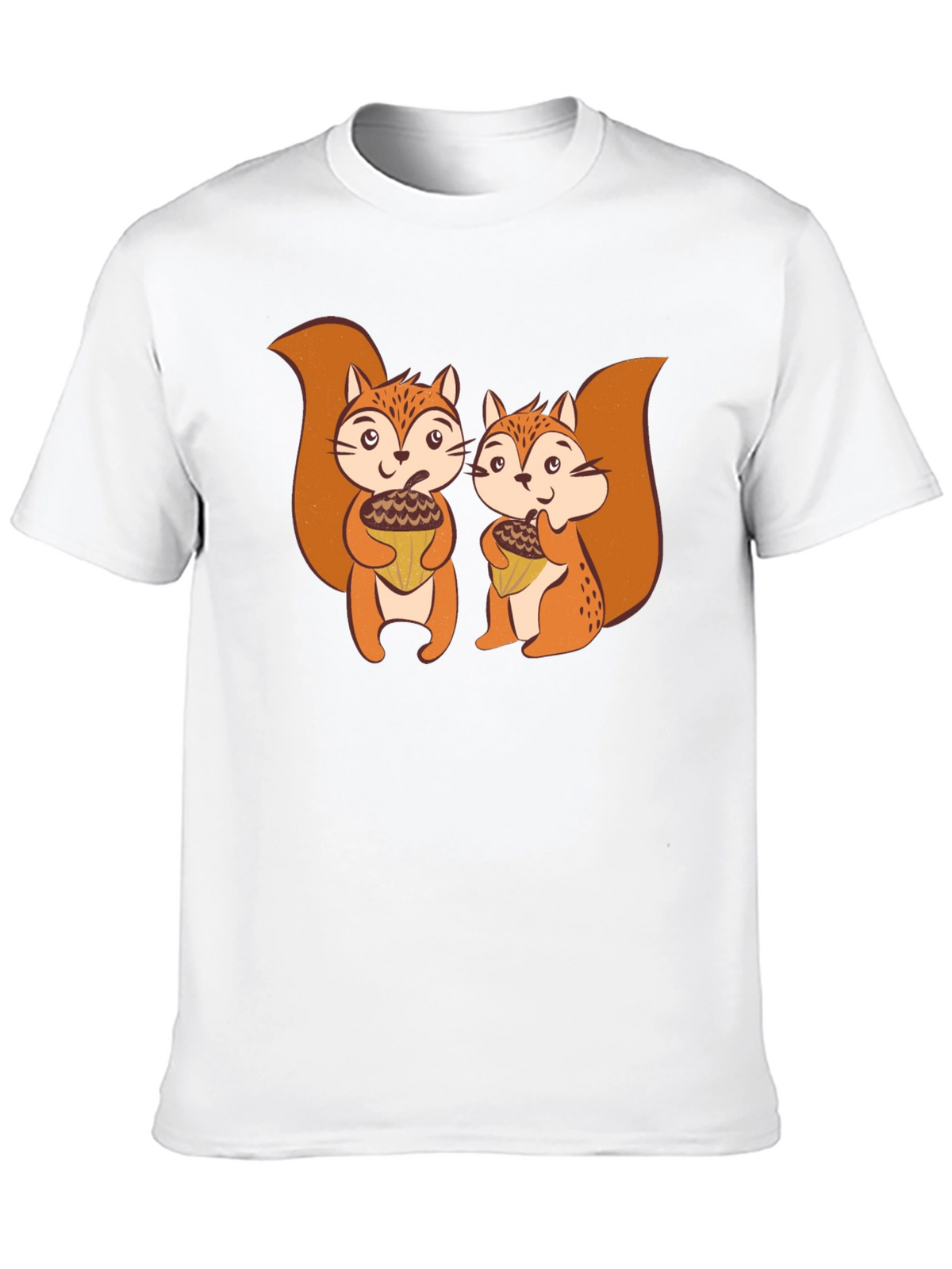 Squirrel Acorn Graphic Tee - Black Cotton T-Shirt