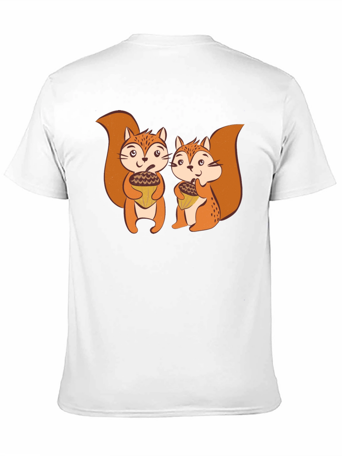 Squirrel Acorn Graphic Tee - Black Cotton T-Shirt