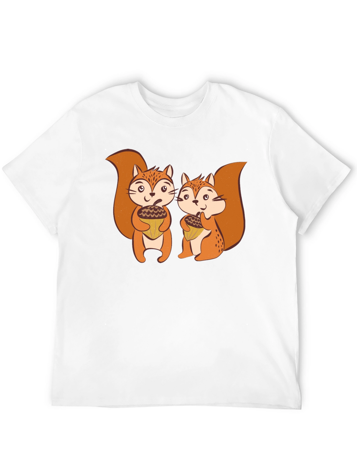 Squirrel Acorn Graphic Tee - Black Cotton T-Shirt