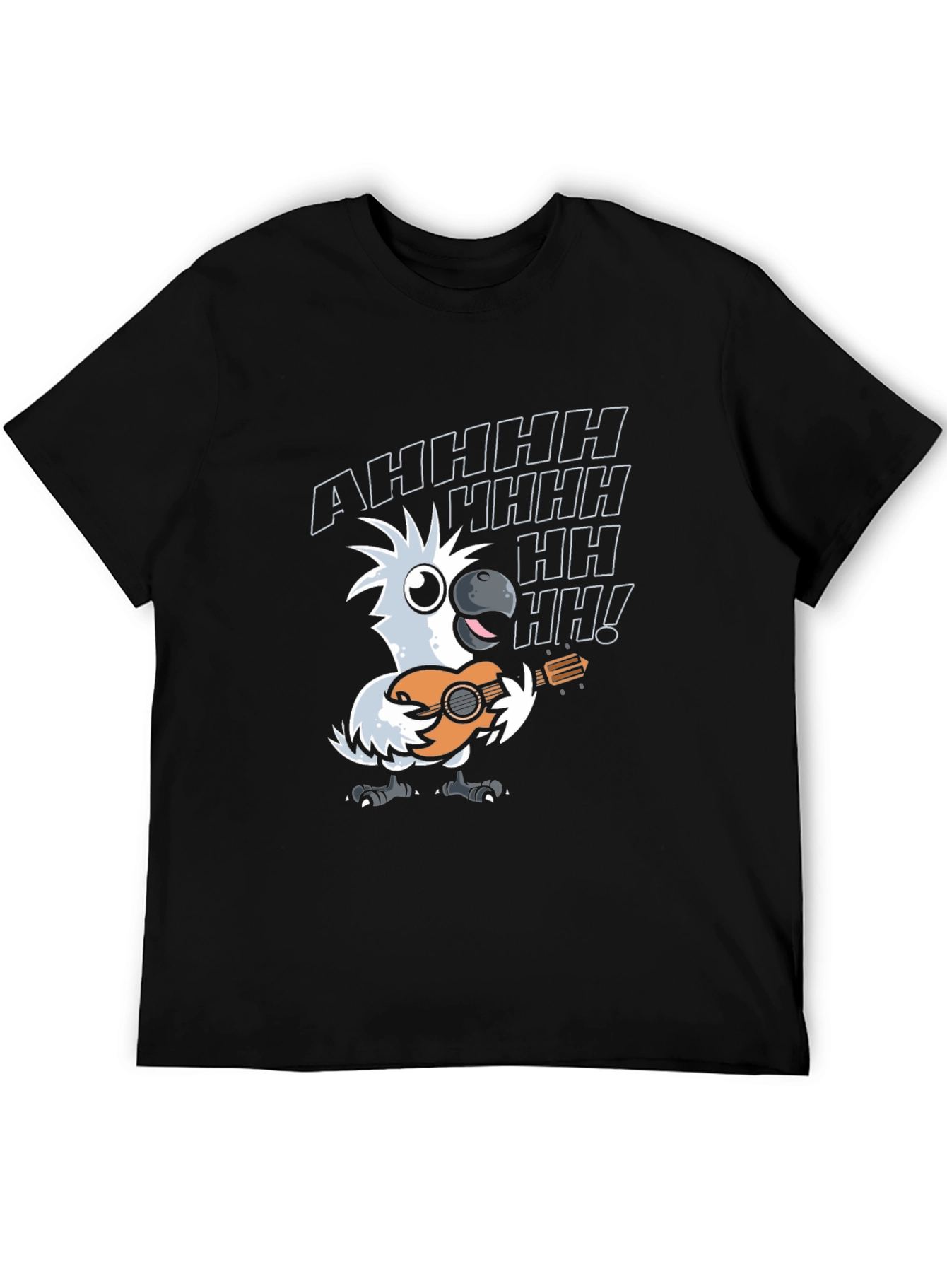 Parrot Guitar Player T-Shirt - Black Cotton Tee