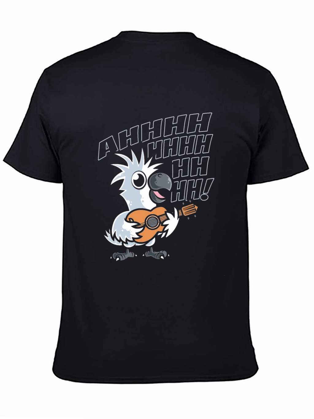 Parrot Guitar Player T-Shirt - Black Cotton Tee