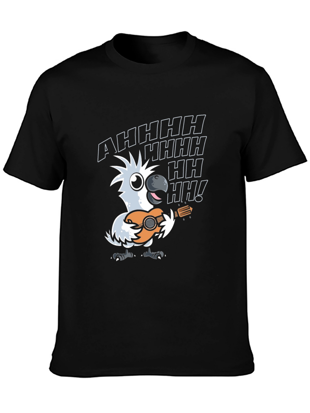 Parrot Guitar Player T-Shirt - Black Cotton Tee