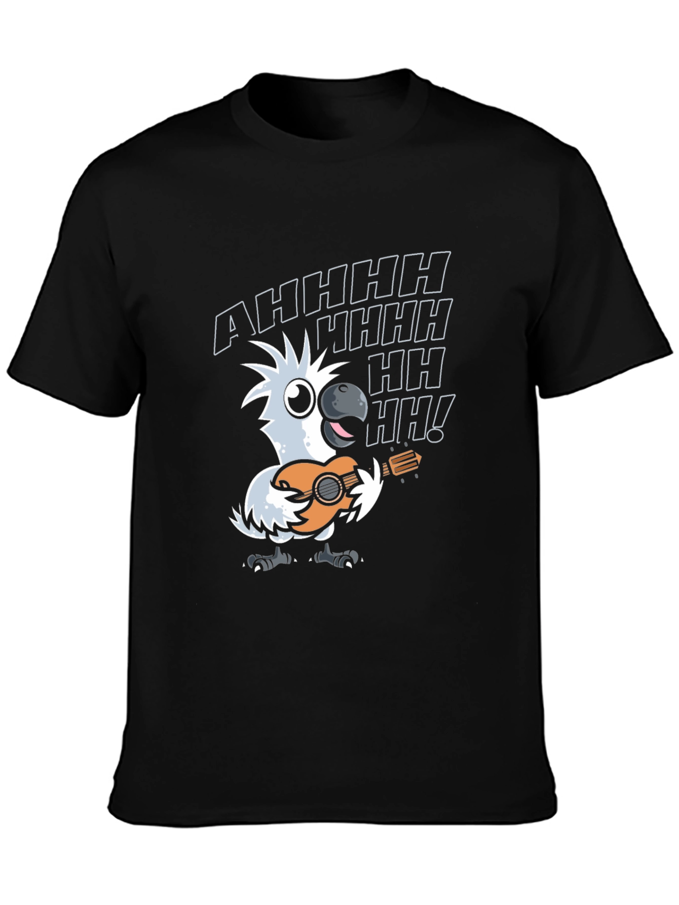 Parrot Guitar Player T-Shirt - Black Cotton Tee