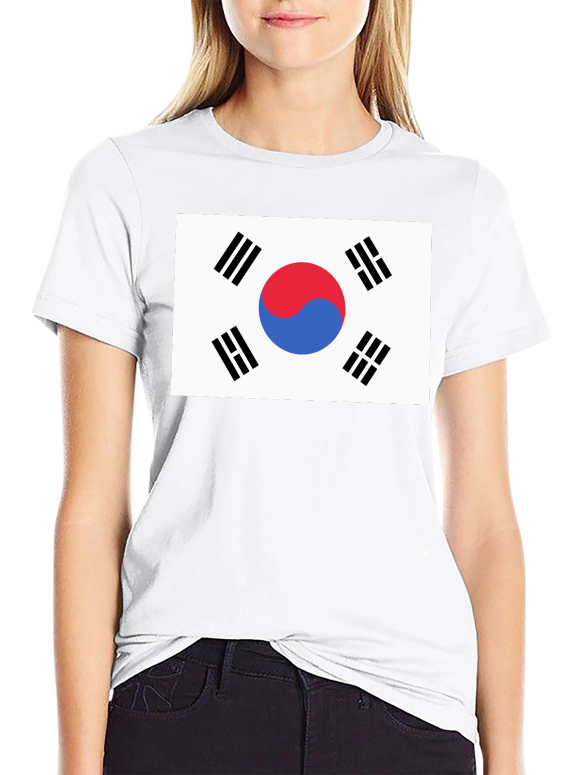South Korea Flag Graphic Tee - Black Cotton T-Shirt