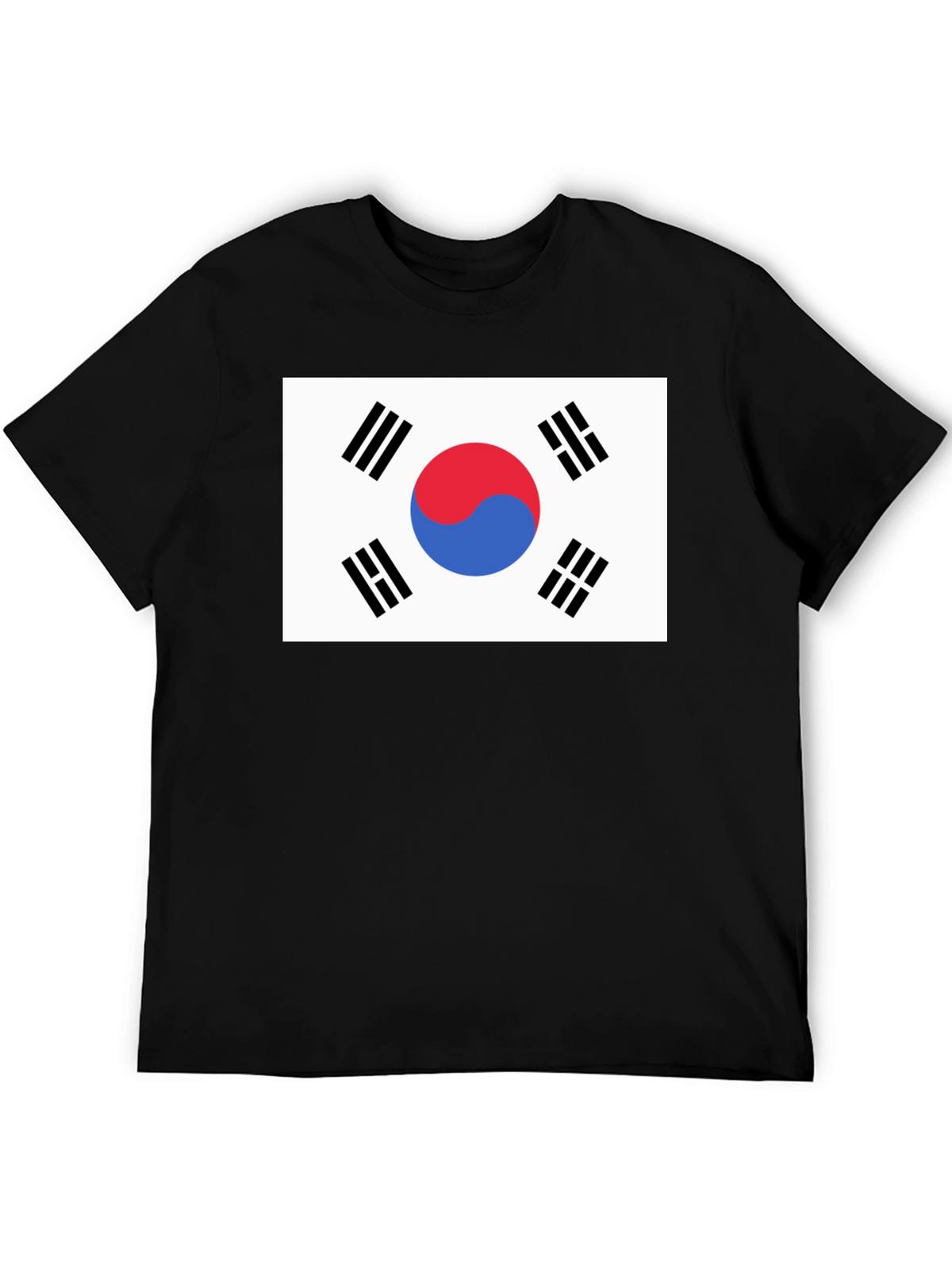 South Korea Flag Graphic Tee - Black Cotton T-Shirt