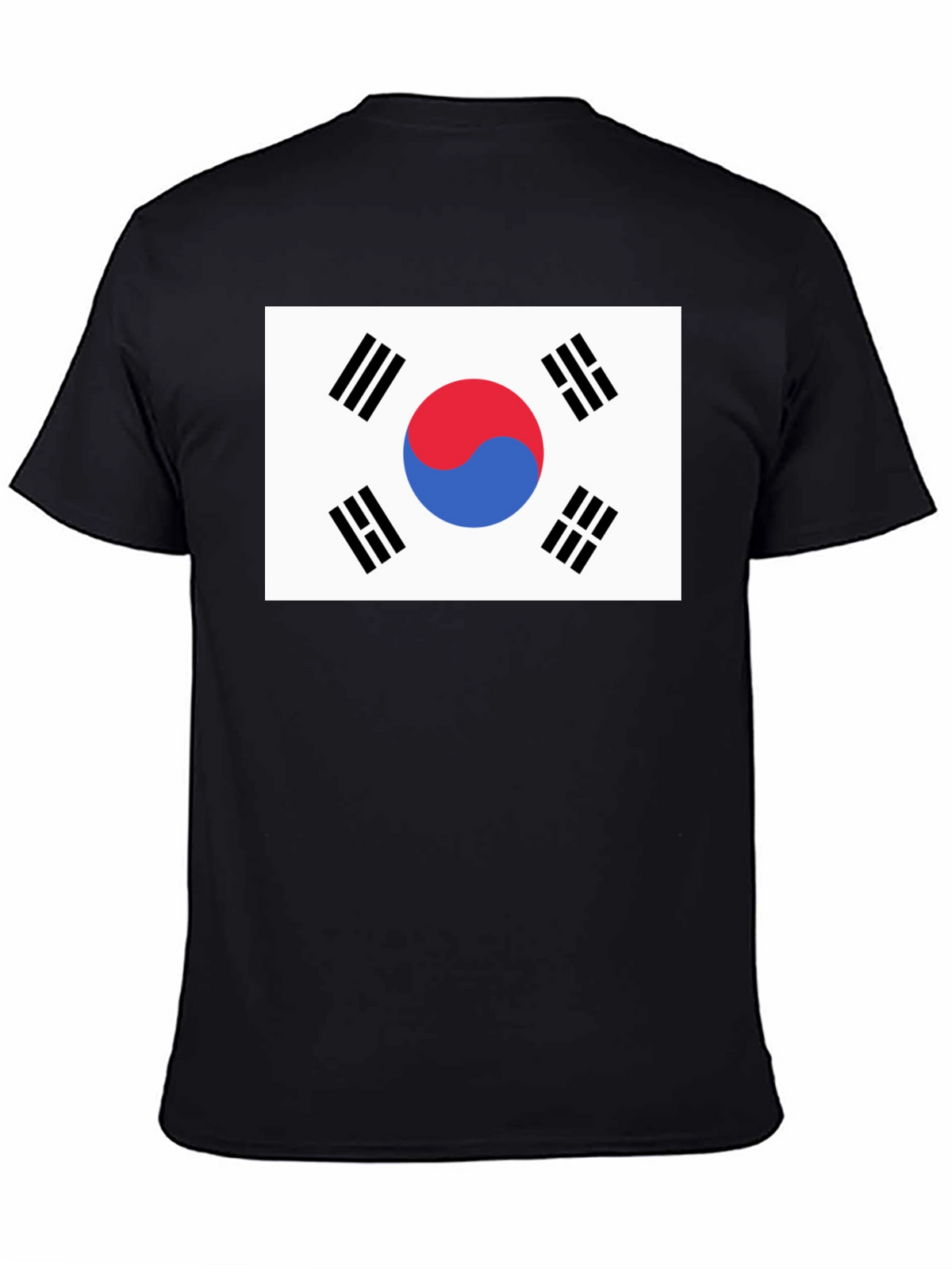 South Korea Flag Graphic Tee - Black Cotton T-Shirt