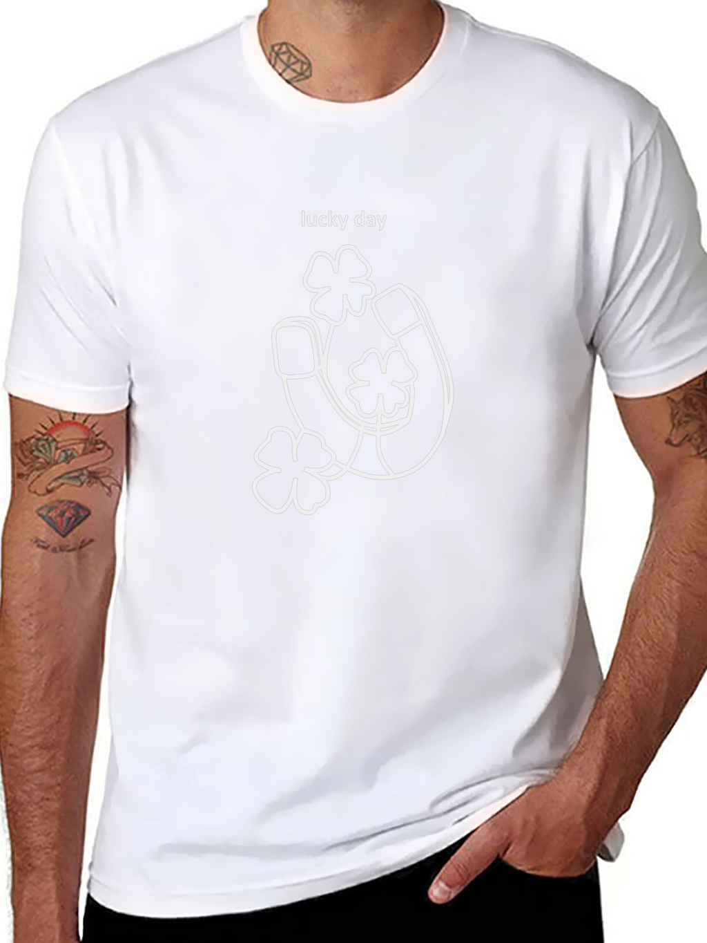 Lucky Day T-Shirt Horseshoe & Shamrock Graphic