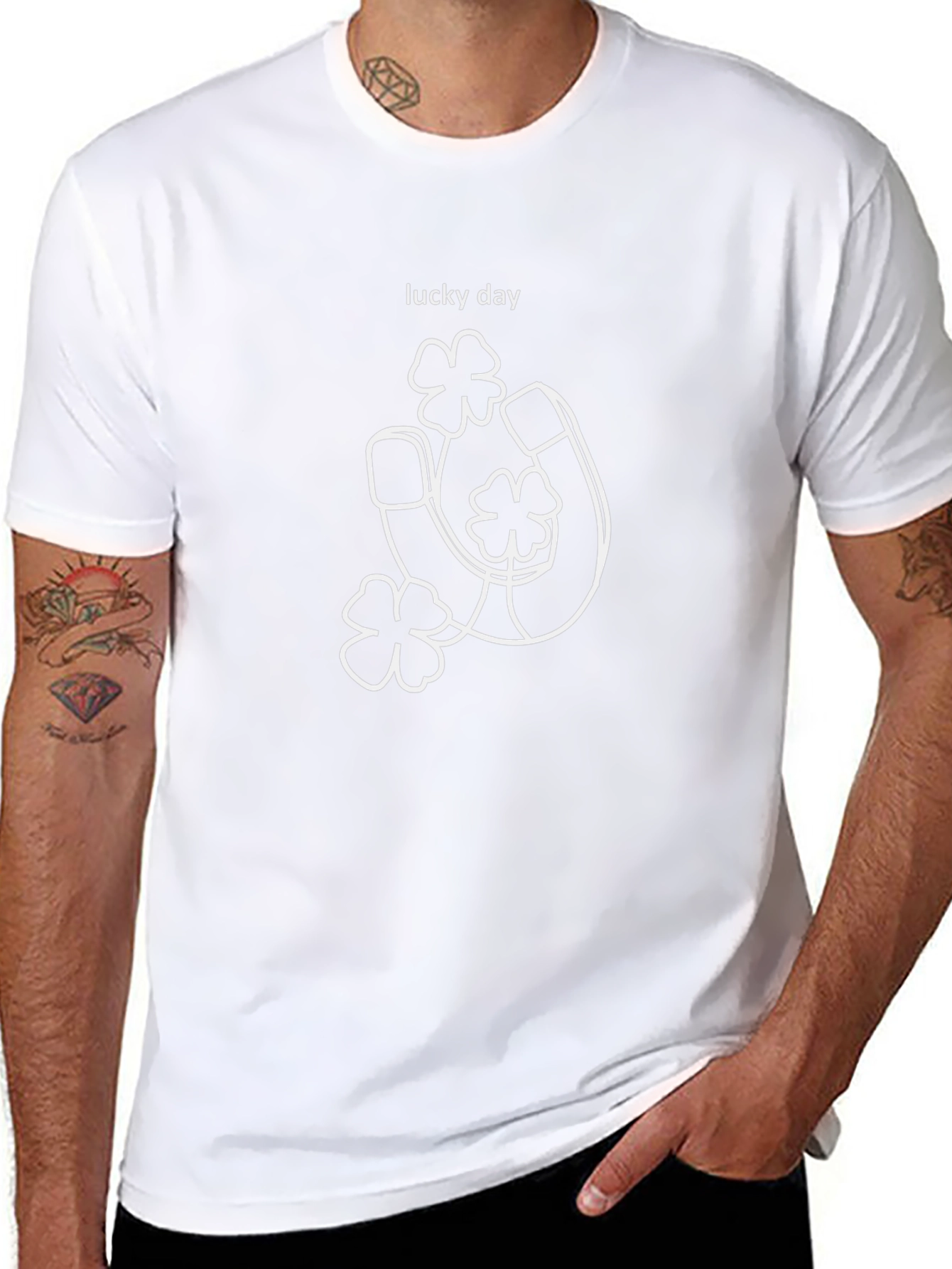 Lucky Day T-Shirt Horseshoe & Shamrock Graphic