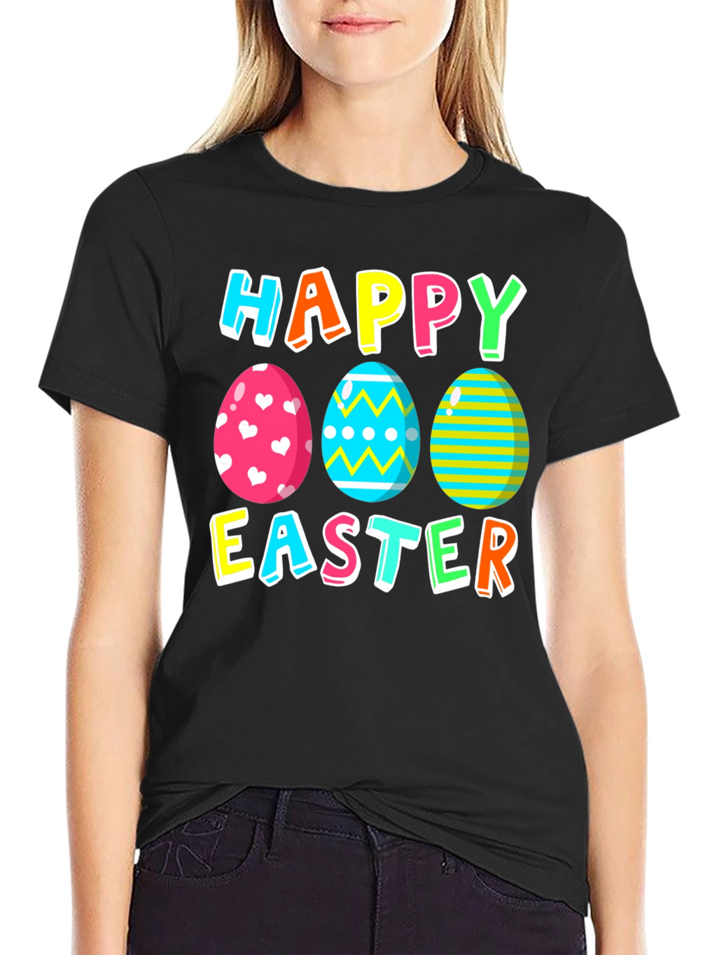Happy Easter Eggs Graphic Tee - Festive Holiday Apparel