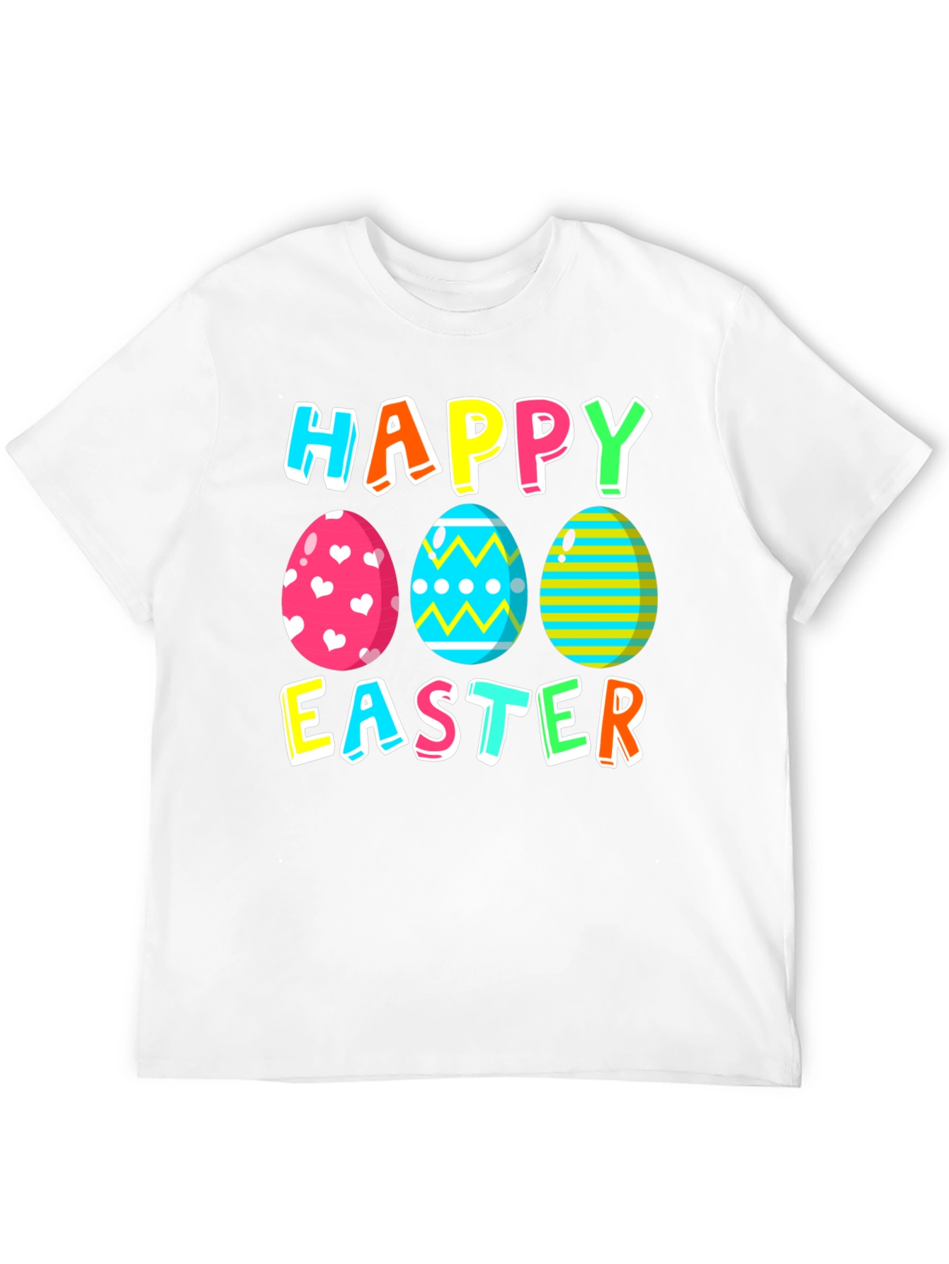 Happy Easter Eggs Graphic Tee - Festive Holiday Apparel