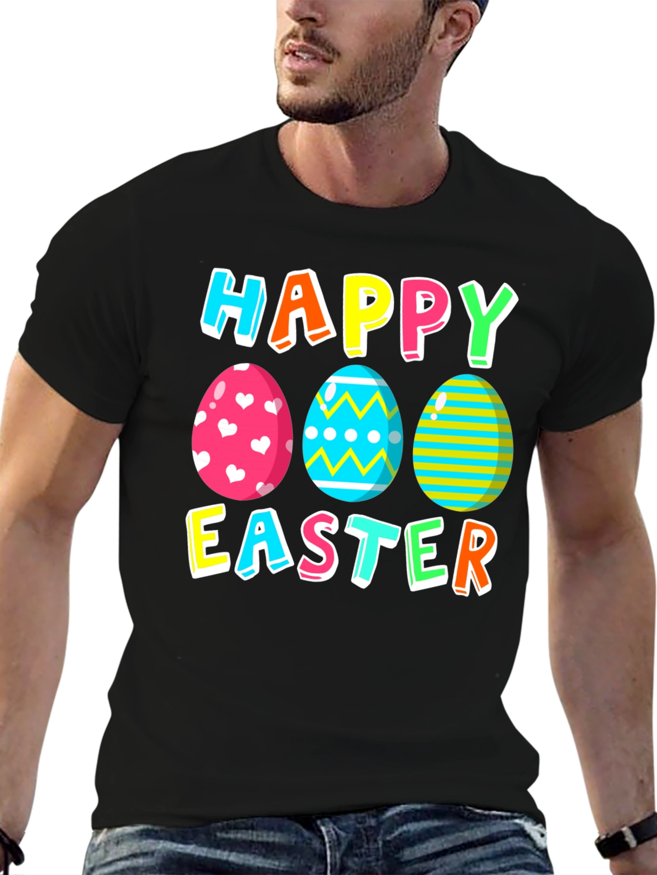 Happy Easter Eggs Graphic Tee - Festive Holiday Apparel