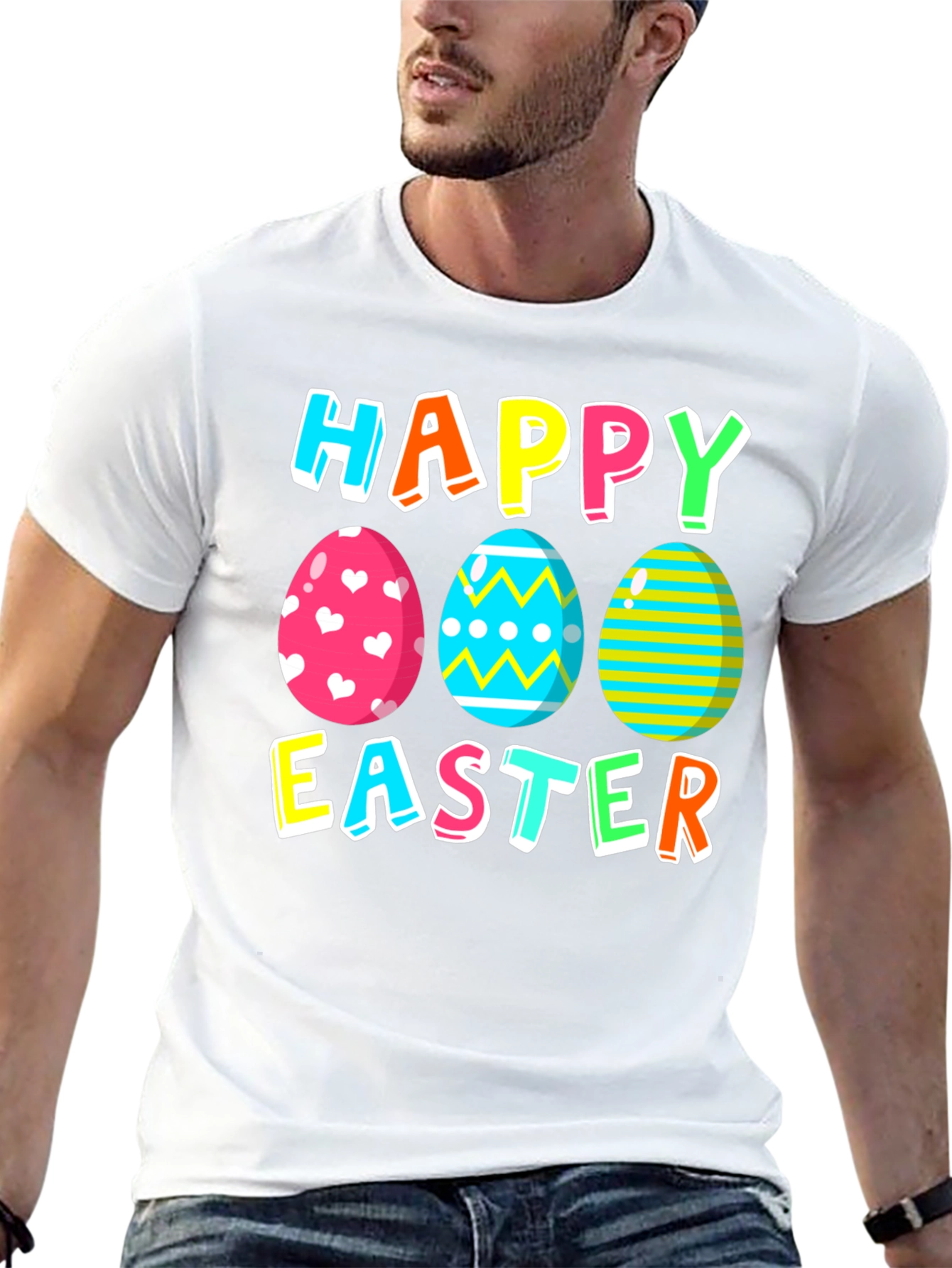 Happy Easter Eggs Graphic Tee - Festive Holiday Apparel