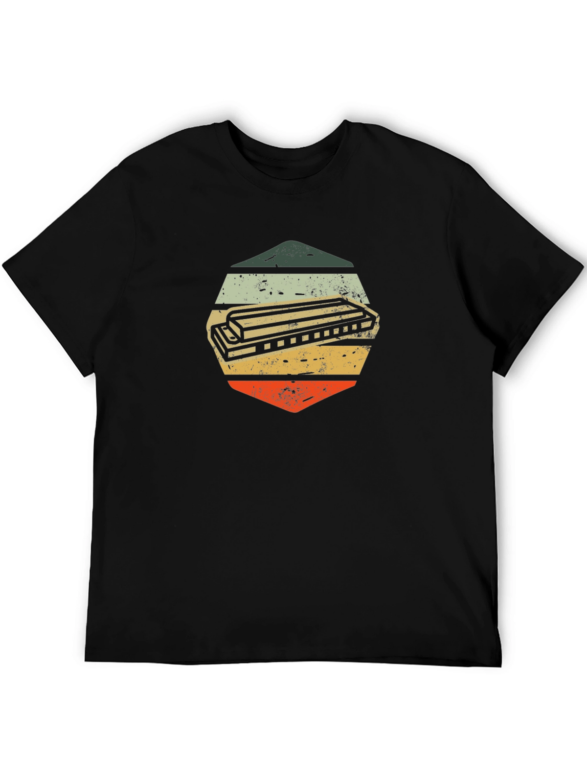 Vintage Harmonica Hexagon Graphic Tee