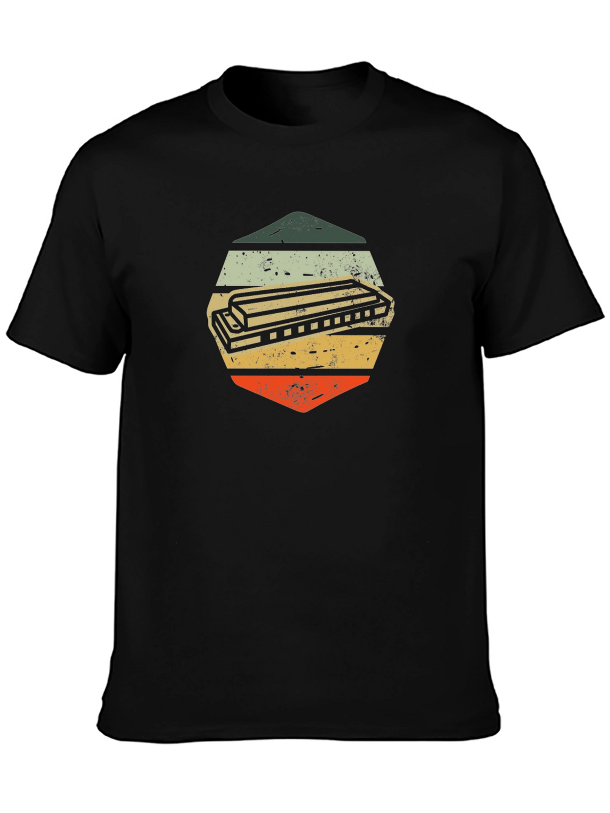 Vintage Harmonica Hexagon Graphic Tee