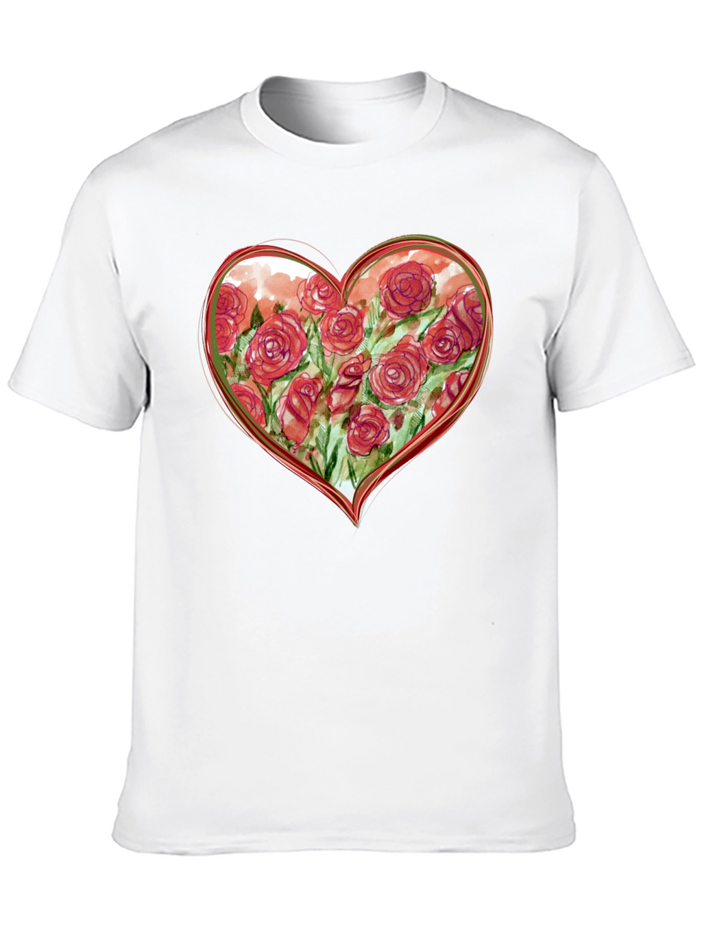 Floral Heart Graphic Tee - Romantic Black T-Shirt