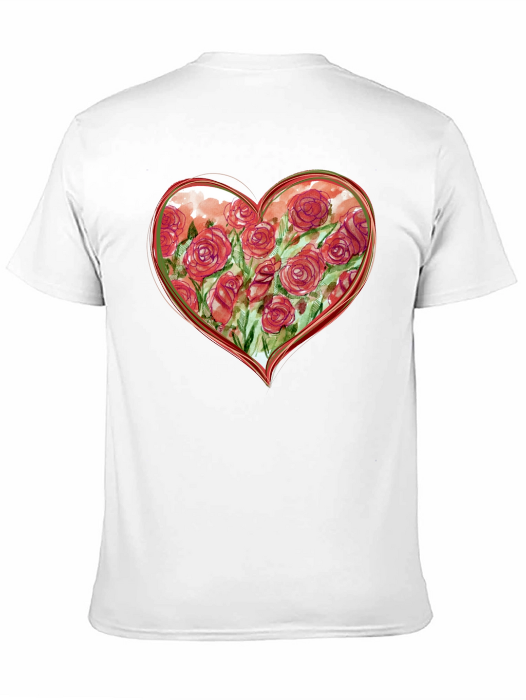Floral Heart Graphic Tee - Romantic Black T-Shirt