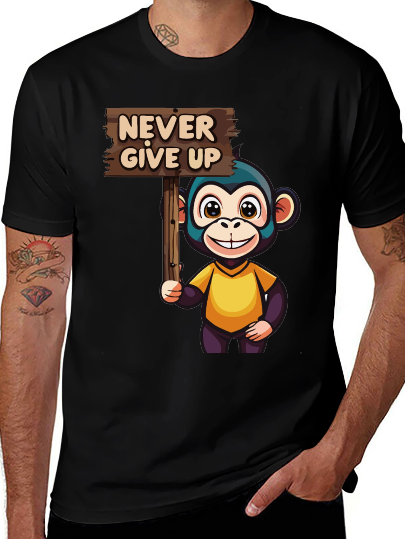 Never Give Up Monkey Graphic Tee