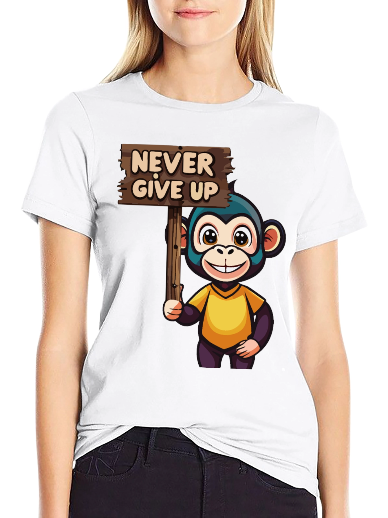 Never Give Up Monkey Graphic Tee
