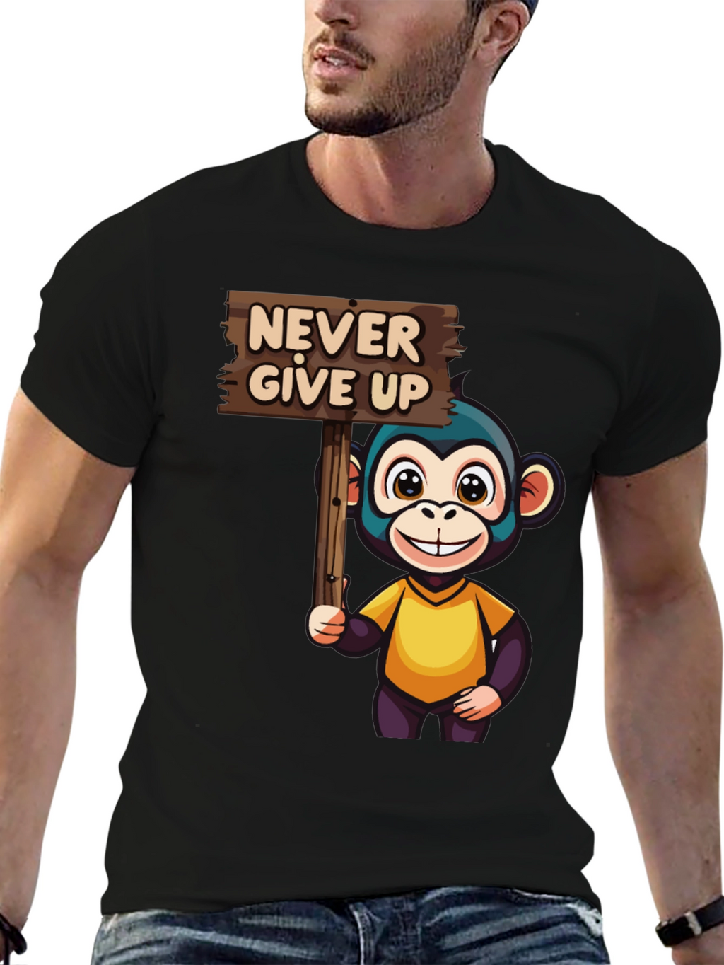 Never Give Up Monkey Graphic Tee