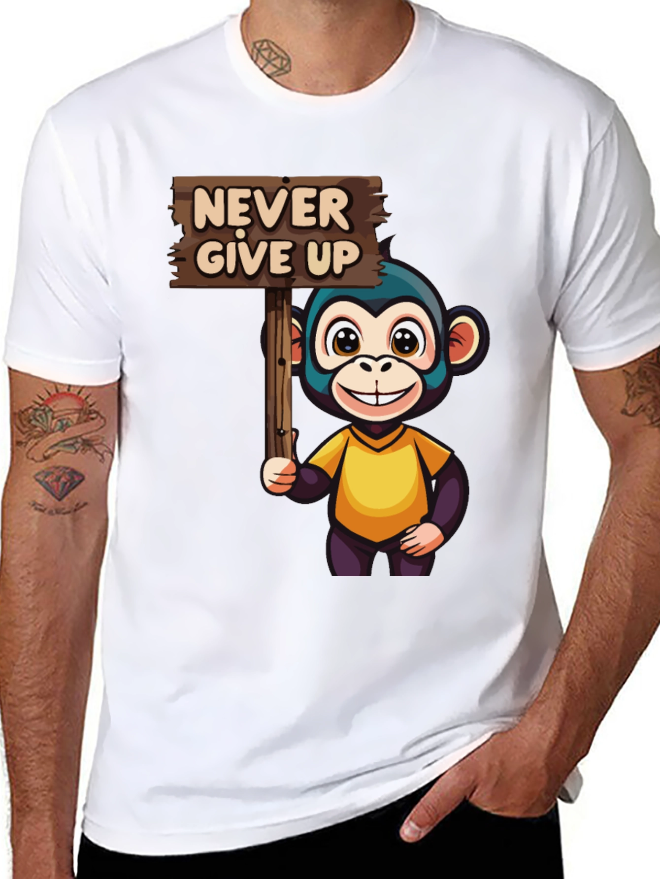 Never Give Up Monkey Graphic Tee