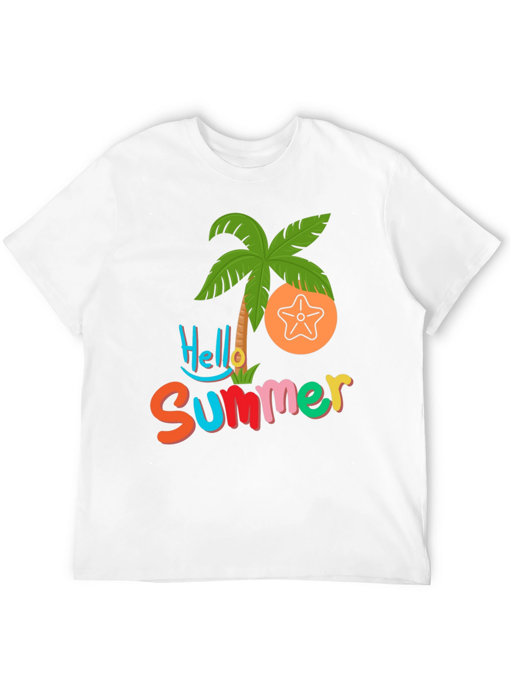 Hello Summer T-Shirt - Tropical Palm & Starfish Design