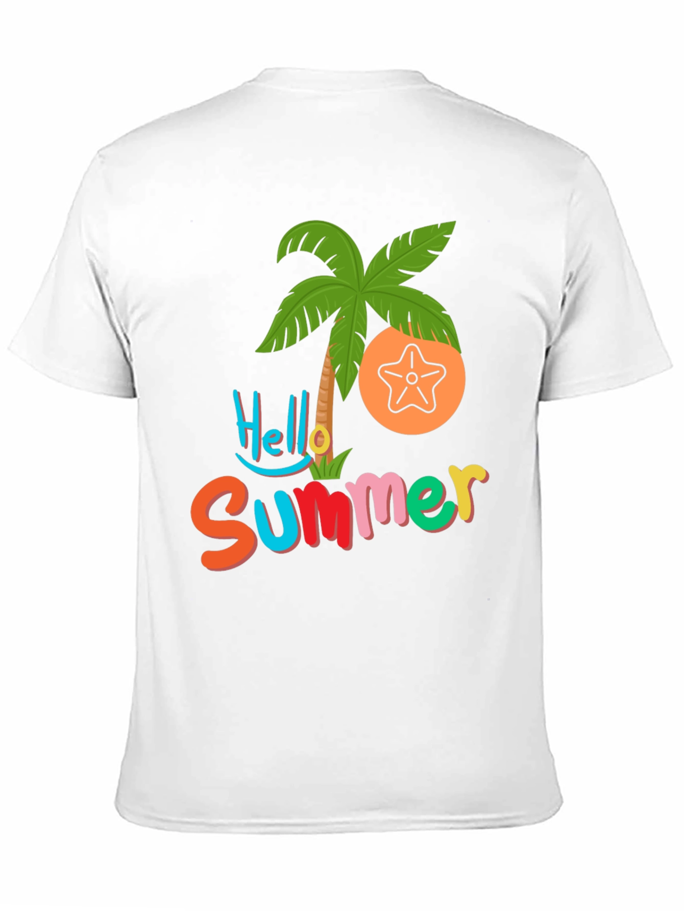 Hello Summer T-Shirt - Tropical Palm & Starfish Design