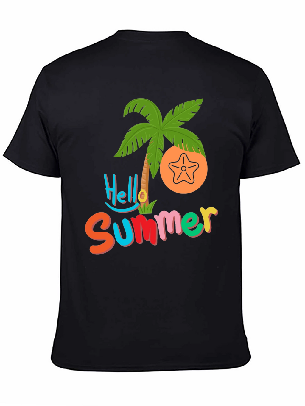 Hello Summer T-Shirt - Tropical Palm & Starfish Design