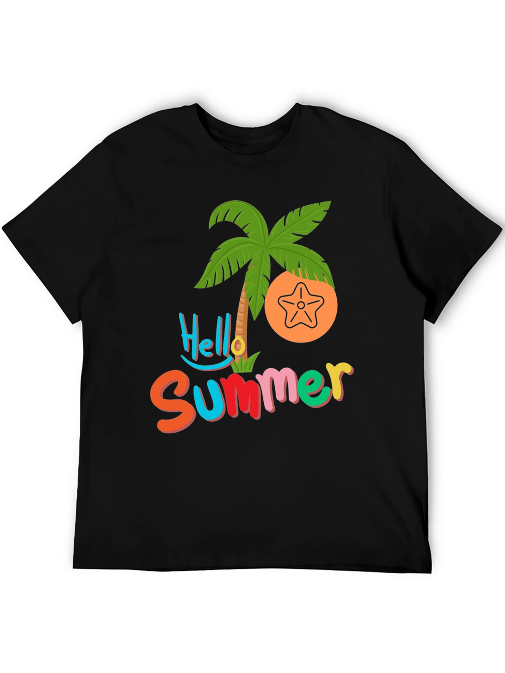 Hello Summer T-Shirt - Tropical Palm & Starfish Design