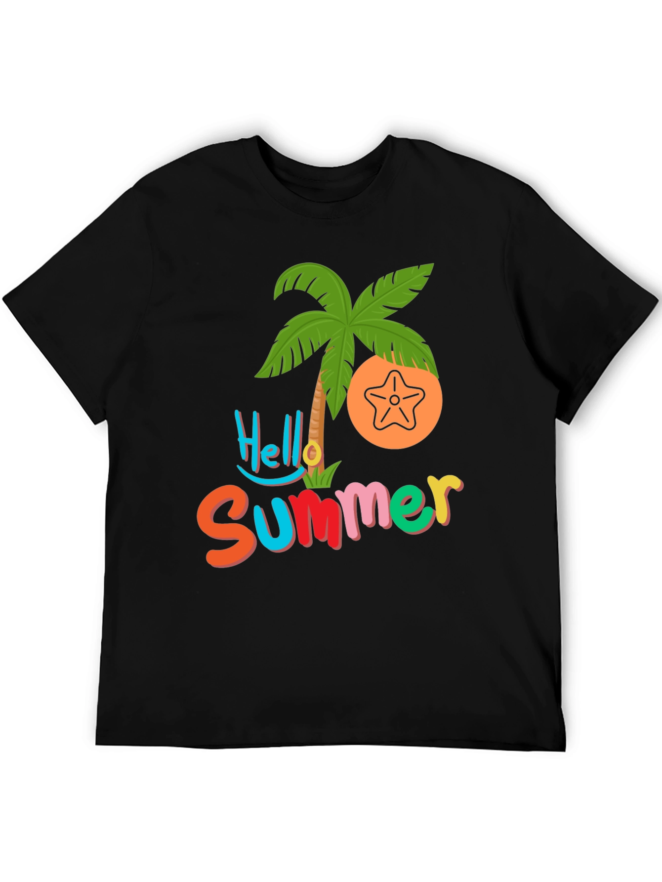 Hello Summer T-Shirt - Tropical Palm & Starfish Design
