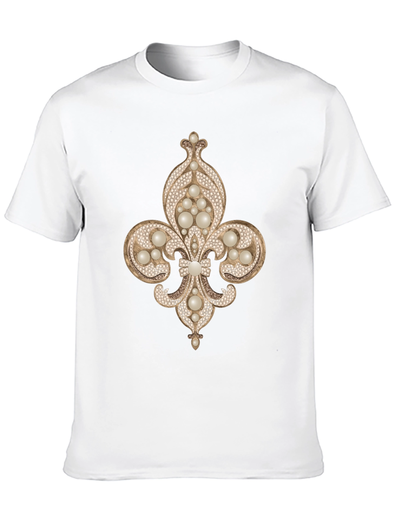 Fleur-de-lis Jewel Embellished T-Shirt