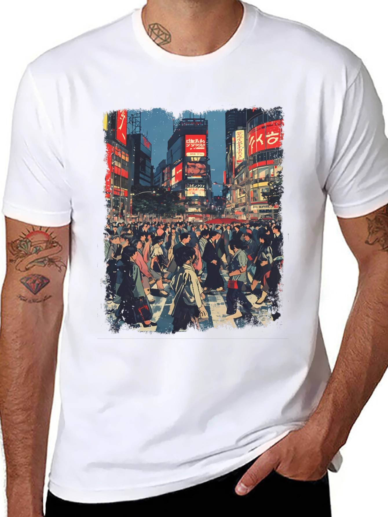 Urban Crowd T-Shirt - Cityscape Design