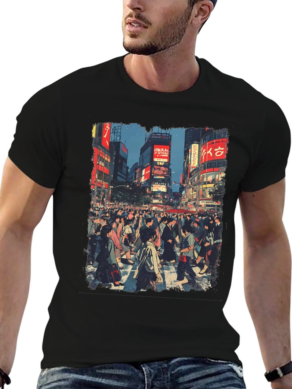 Urban Crowd T-Shirt - Cityscape Design
