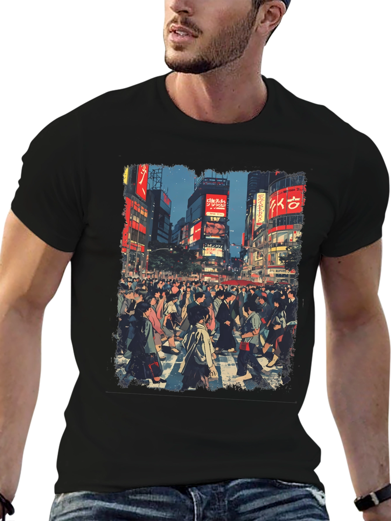 Urban Crowd T-Shirt - Cityscape Design