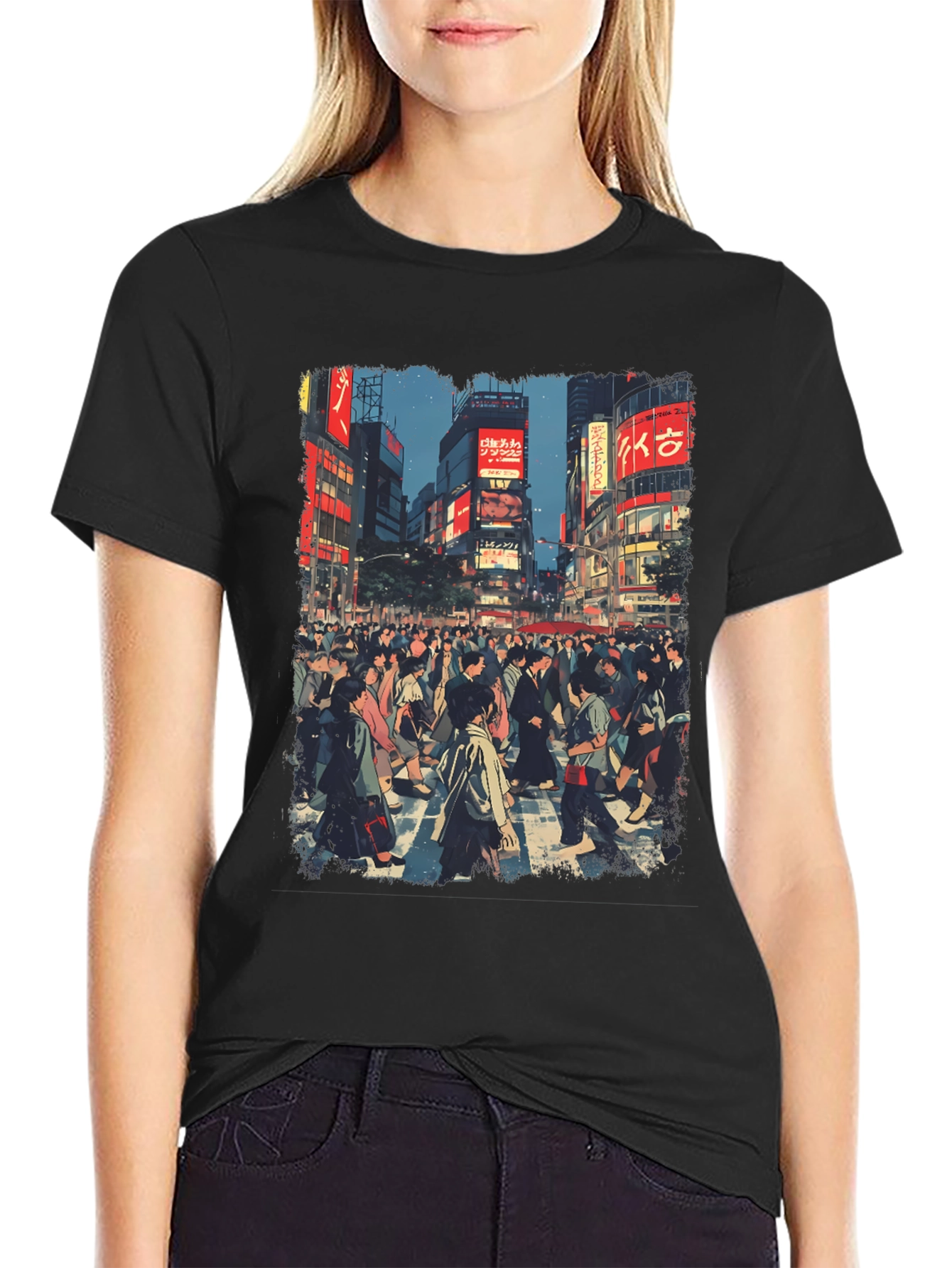 Urban Crowd T-Shirt - Cityscape Design