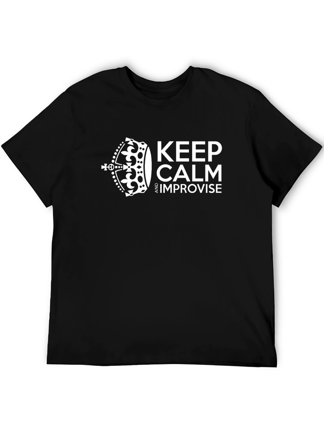 Keep Calm Improvise Black Graphic Tee