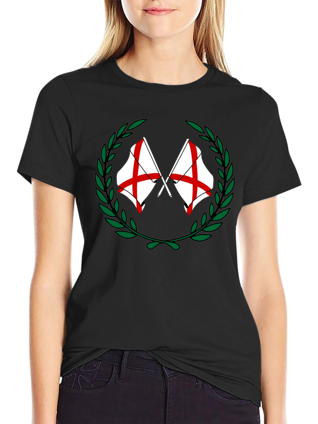 England Flag Laurel Wreath Graphic T-Shirt