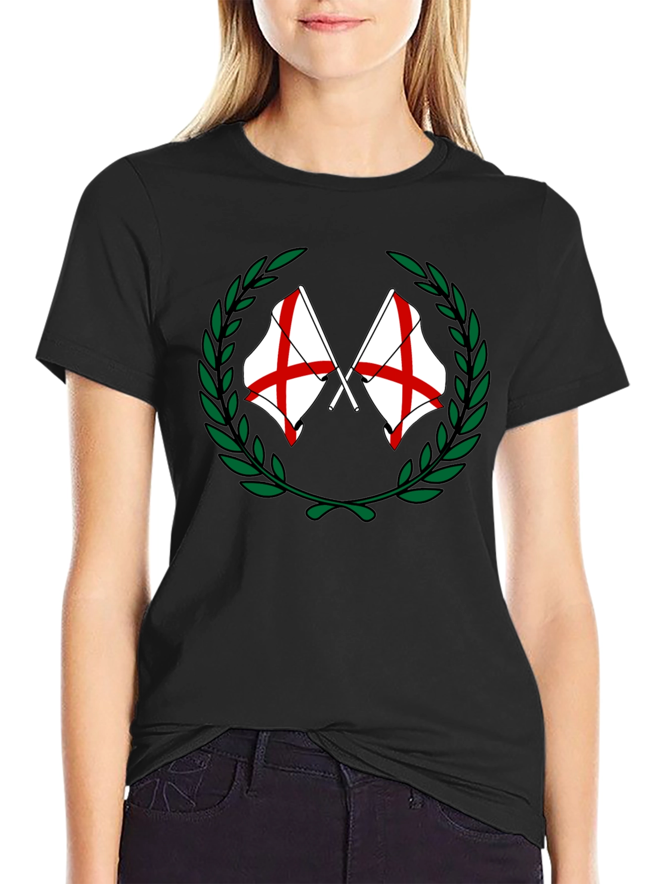 England Flag Laurel Wreath Graphic T-Shirt