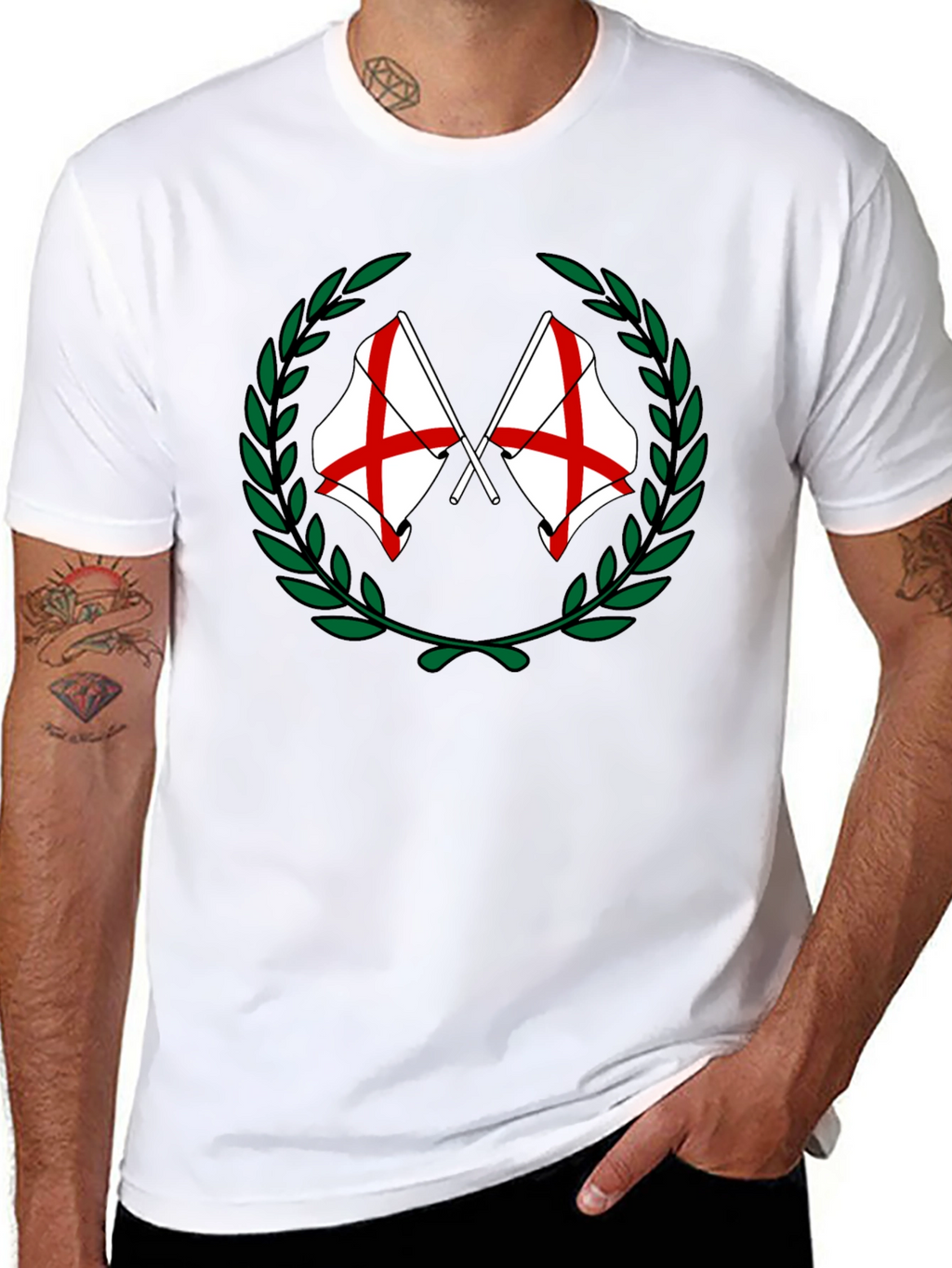 England Flag Laurel Wreath Graphic T-Shirt