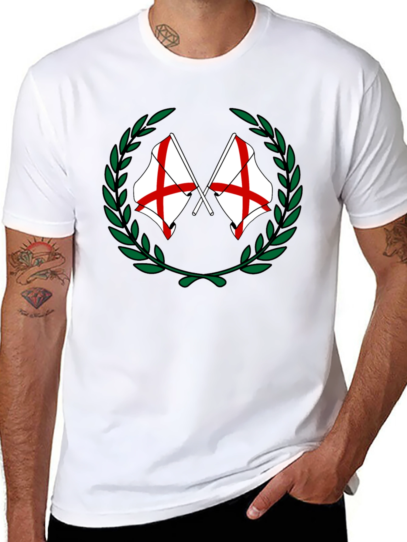 England Flag Laurel Wreath Graphic T-Shirt