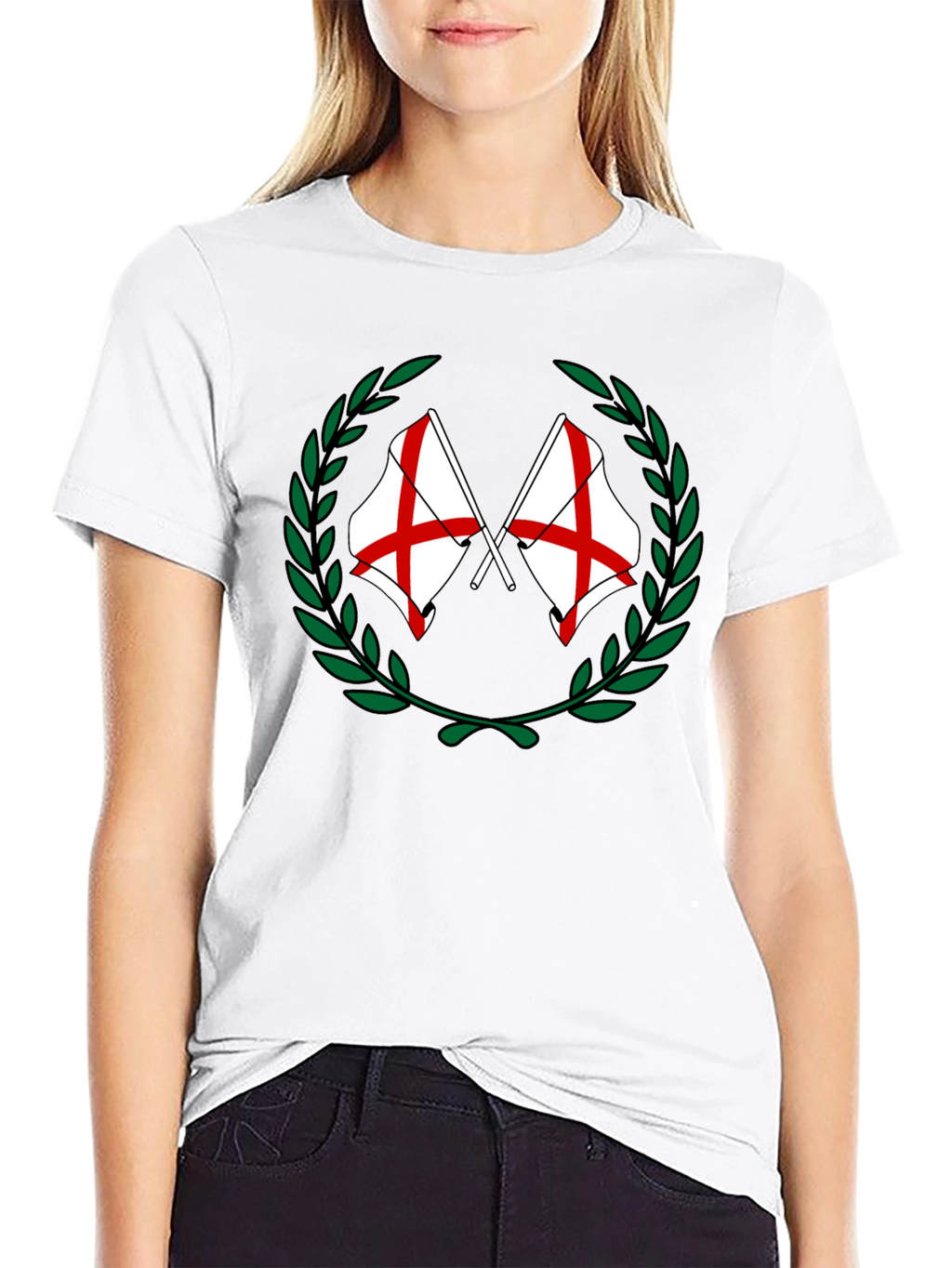 England Flag Laurel Wreath Graphic T-Shirt