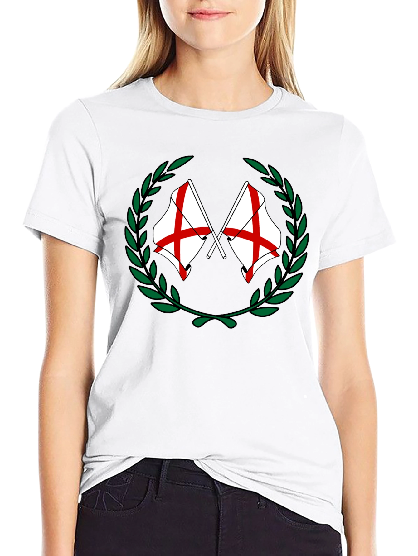 England Flag Laurel Wreath Graphic T-Shirt