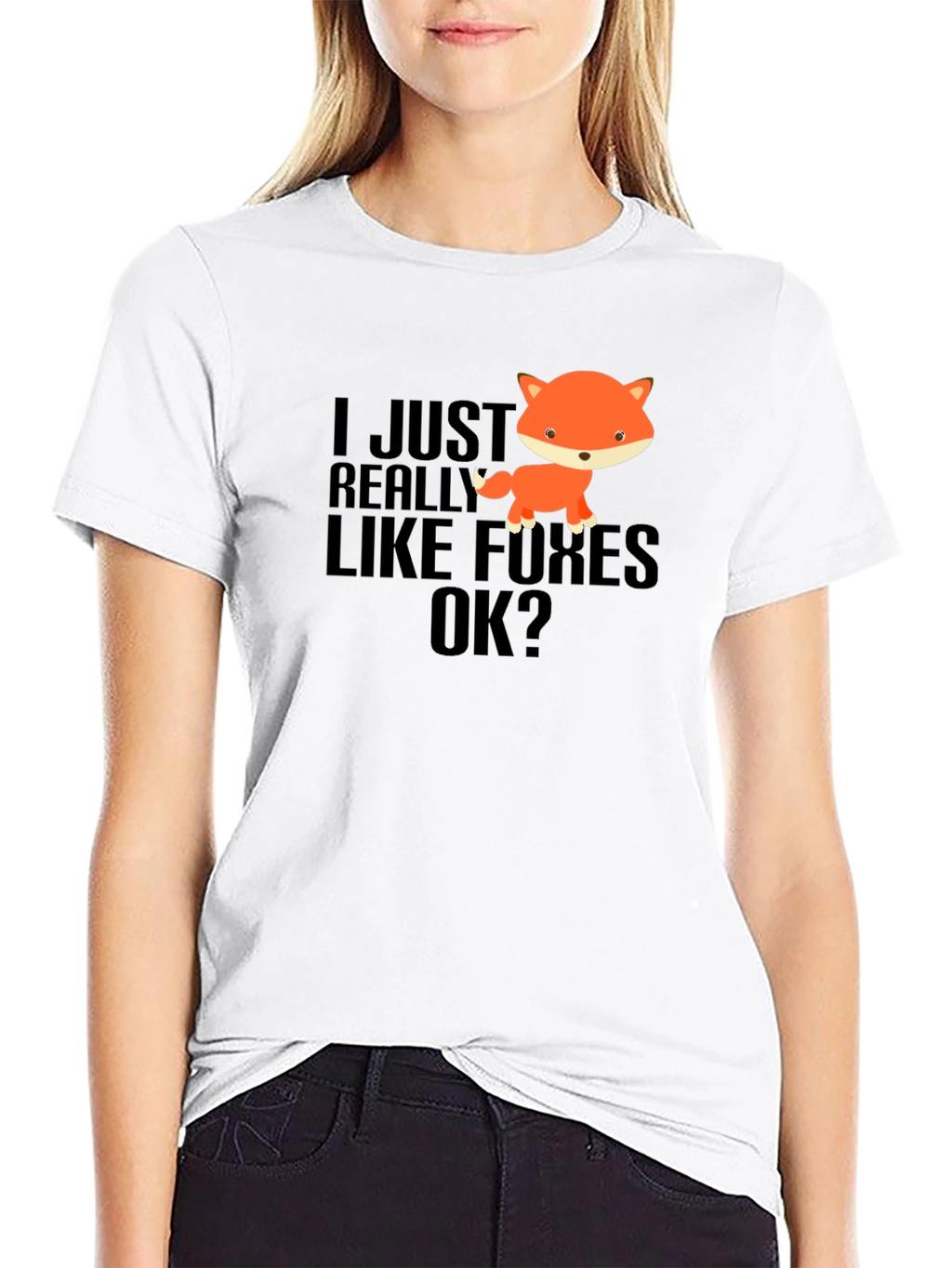I Just Really Like Foxes OK? Black T-Shirt