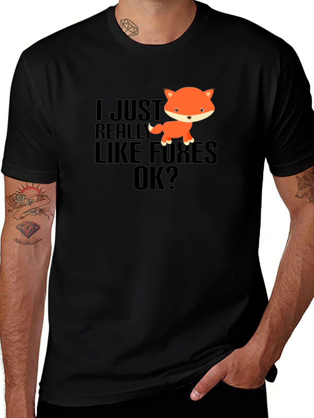 I Just Really Like Foxes OK? Black T-Shirt