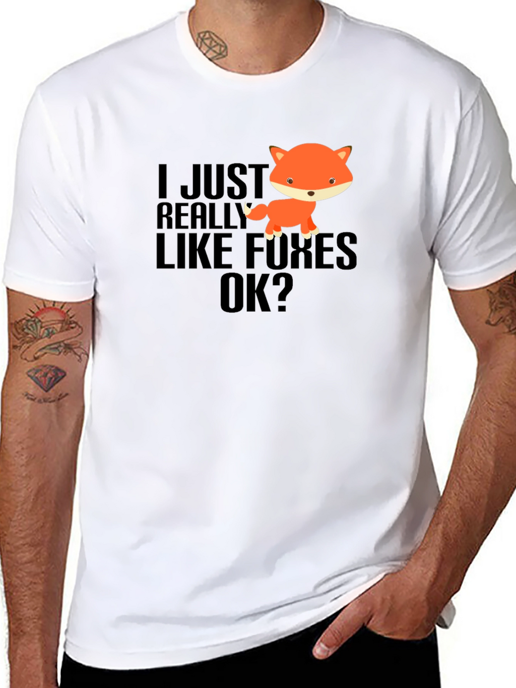 I Just Really Like Foxes OK? Black T-Shirt