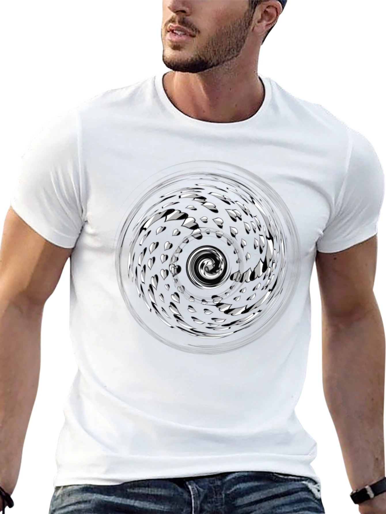 Abstract Swirl Graphic T-Shirt - Stylish Mens Tee