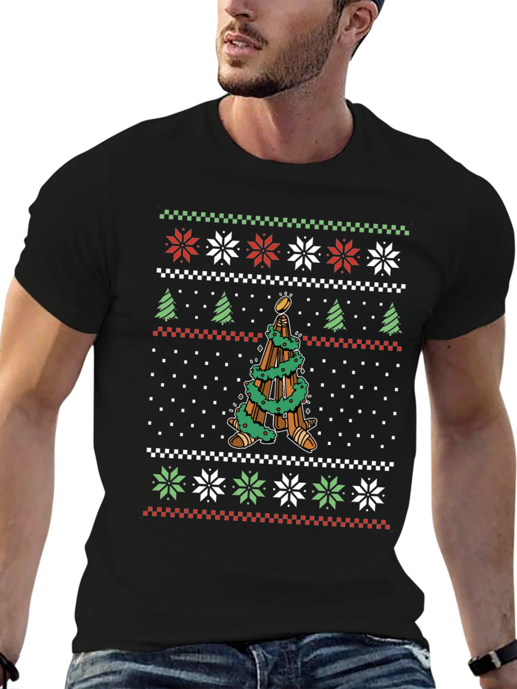 Festive Ugly Christmas T-Shirt - Unique Tree Design