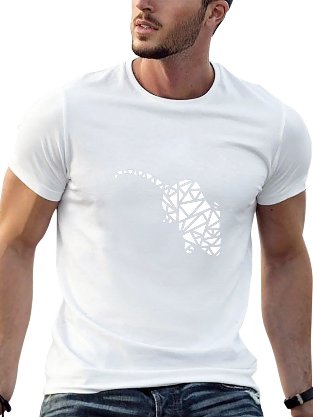 Geometric Rat Graphic Tee - Black